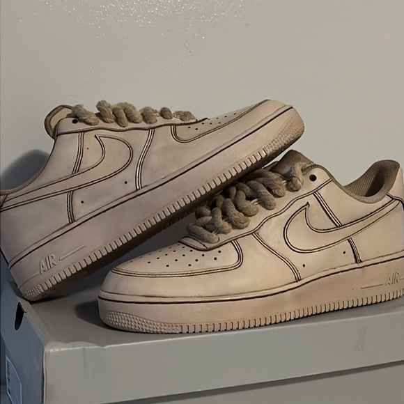 Custom Air Force 1 Coffee Dipped and Rope Laces Brand New - Picture 2 of 10